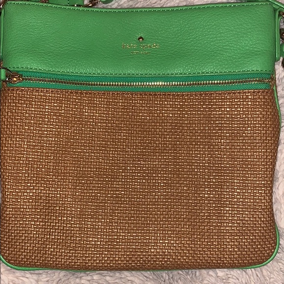Kate Spade green and tan woven accent crossbody - Picture 2 of 8
